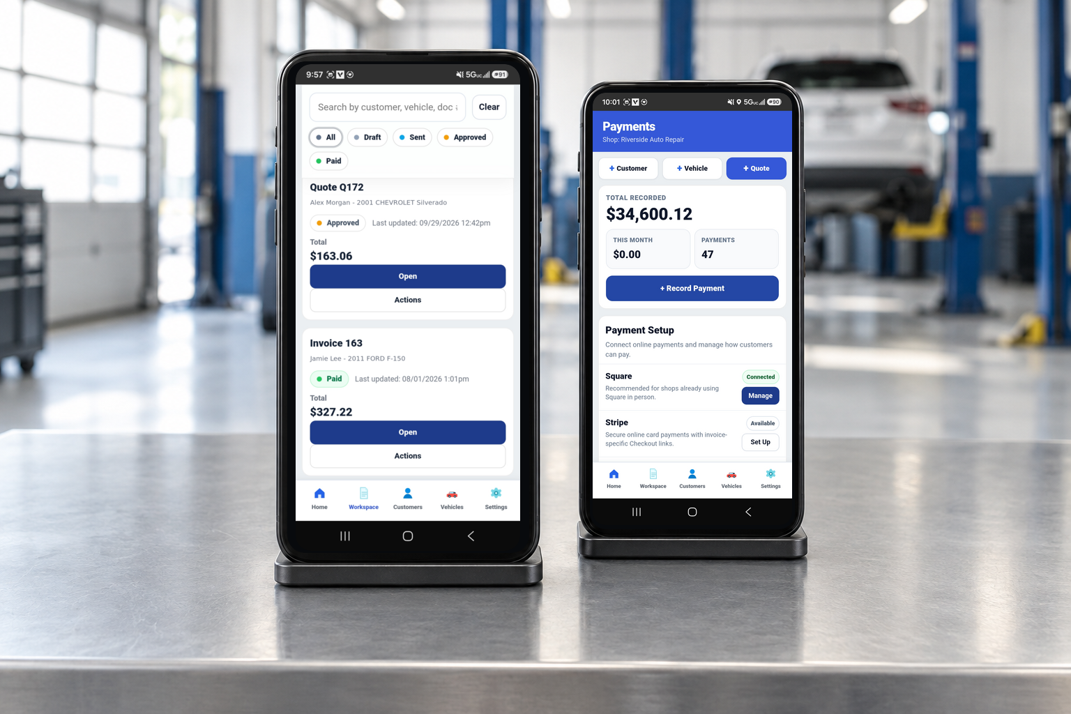 PistonCMS payment tracking and online payment setup screen